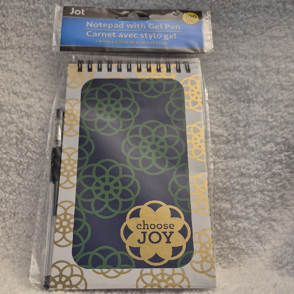 Spiral Notepad with Gel Pen - Green and Gold Design